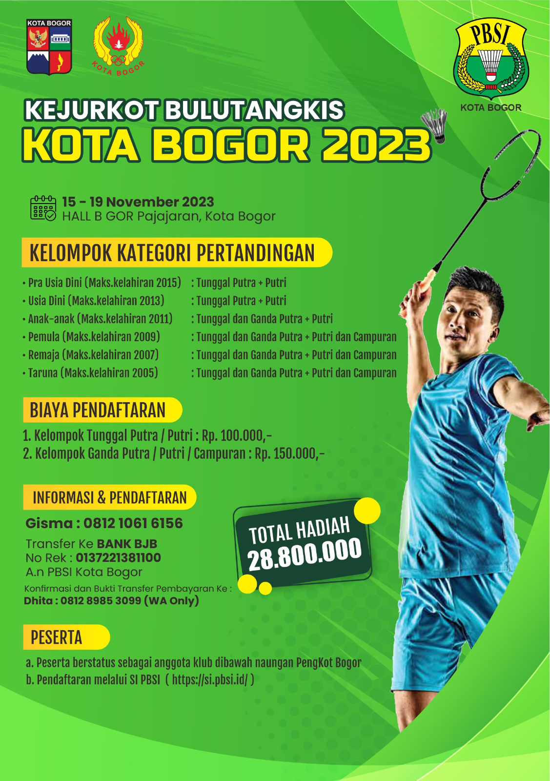 KEJUARAAN BULUTANGKIS KOTA BOGOR 2023